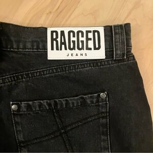 Ragged denim black carpenter maxi skirt